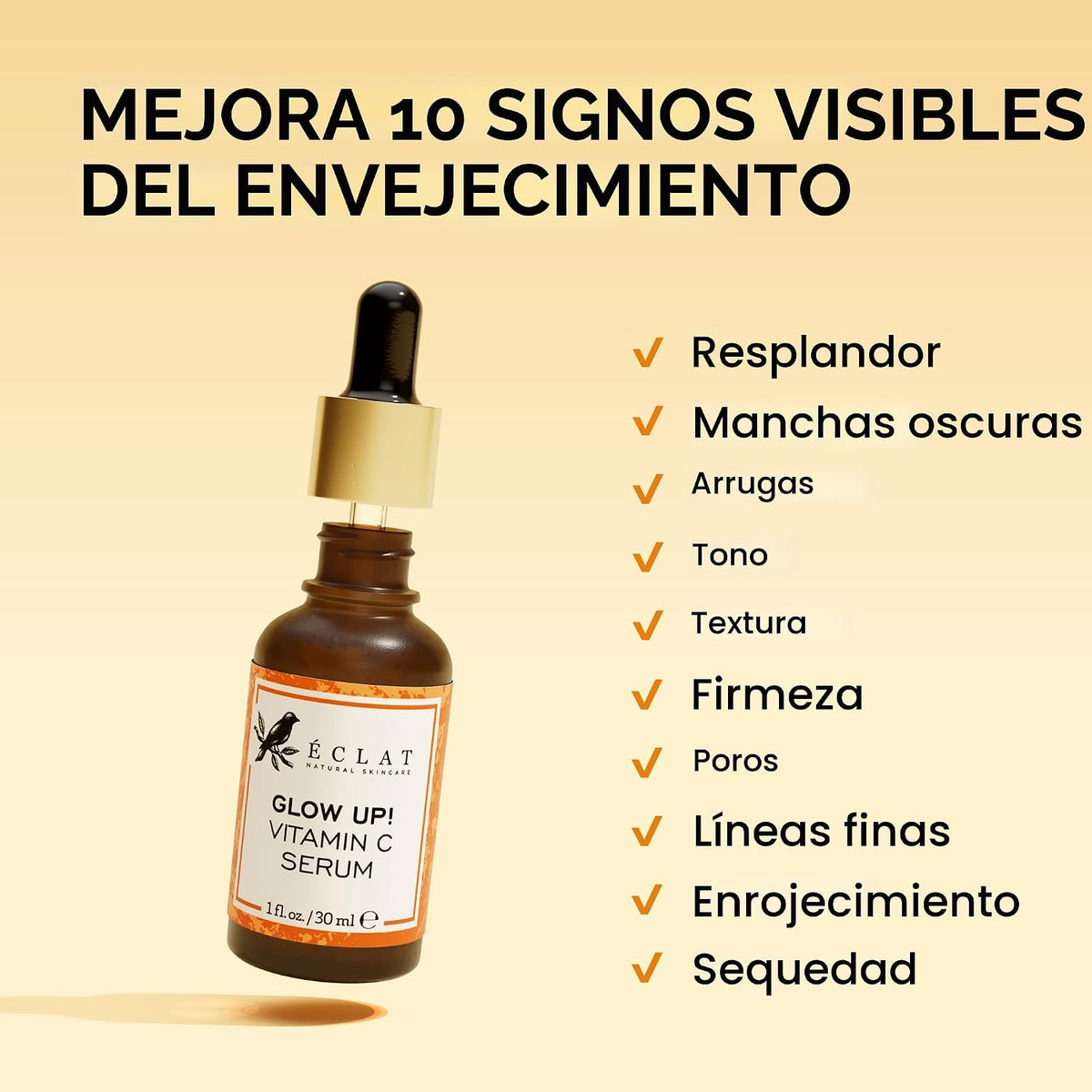 Suero facial con vitamina C, ácido hialurónico, ácido ferúlico y vi...