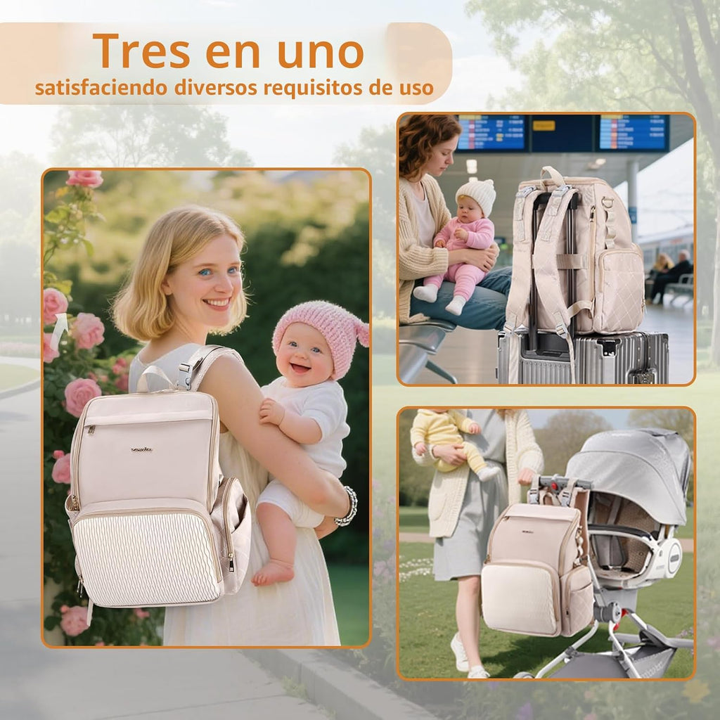 vosmles Elegante bolsa de pañales para bebé, bolsa de bebé con camb...
