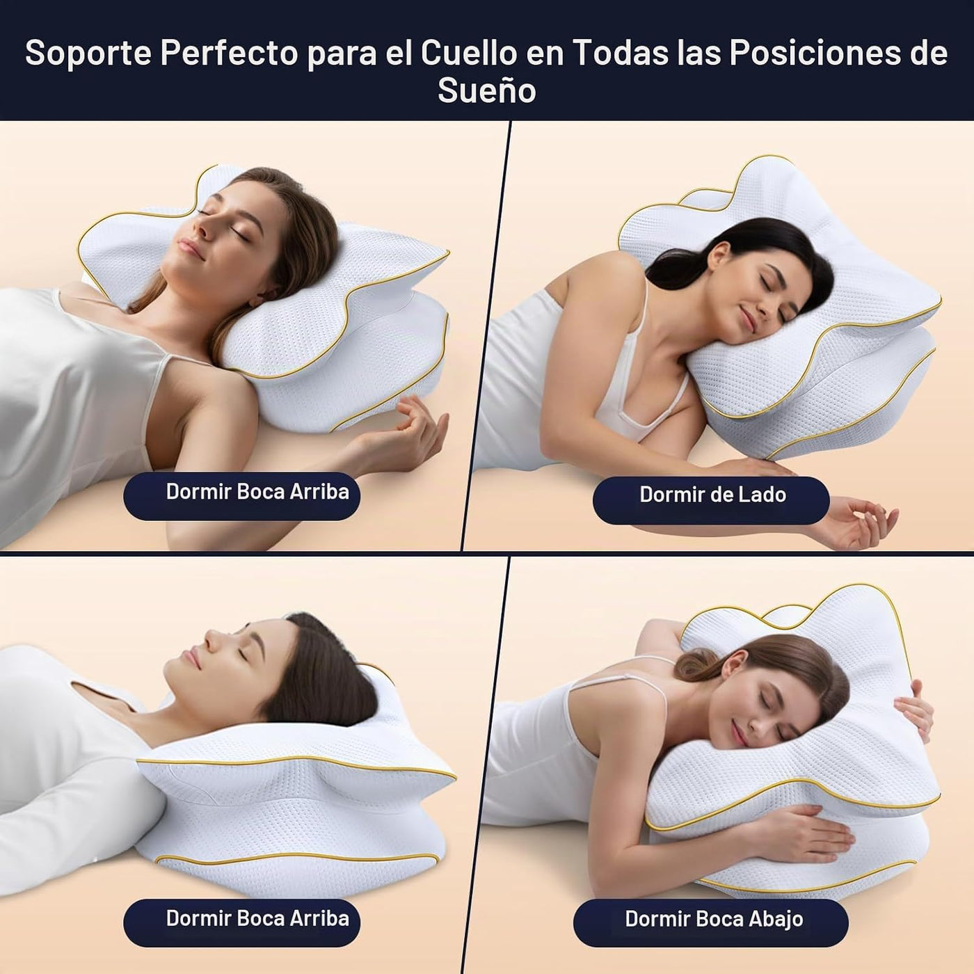 AZBESTPRO Almohada cervical de espuma viscoelástica para soporte de...