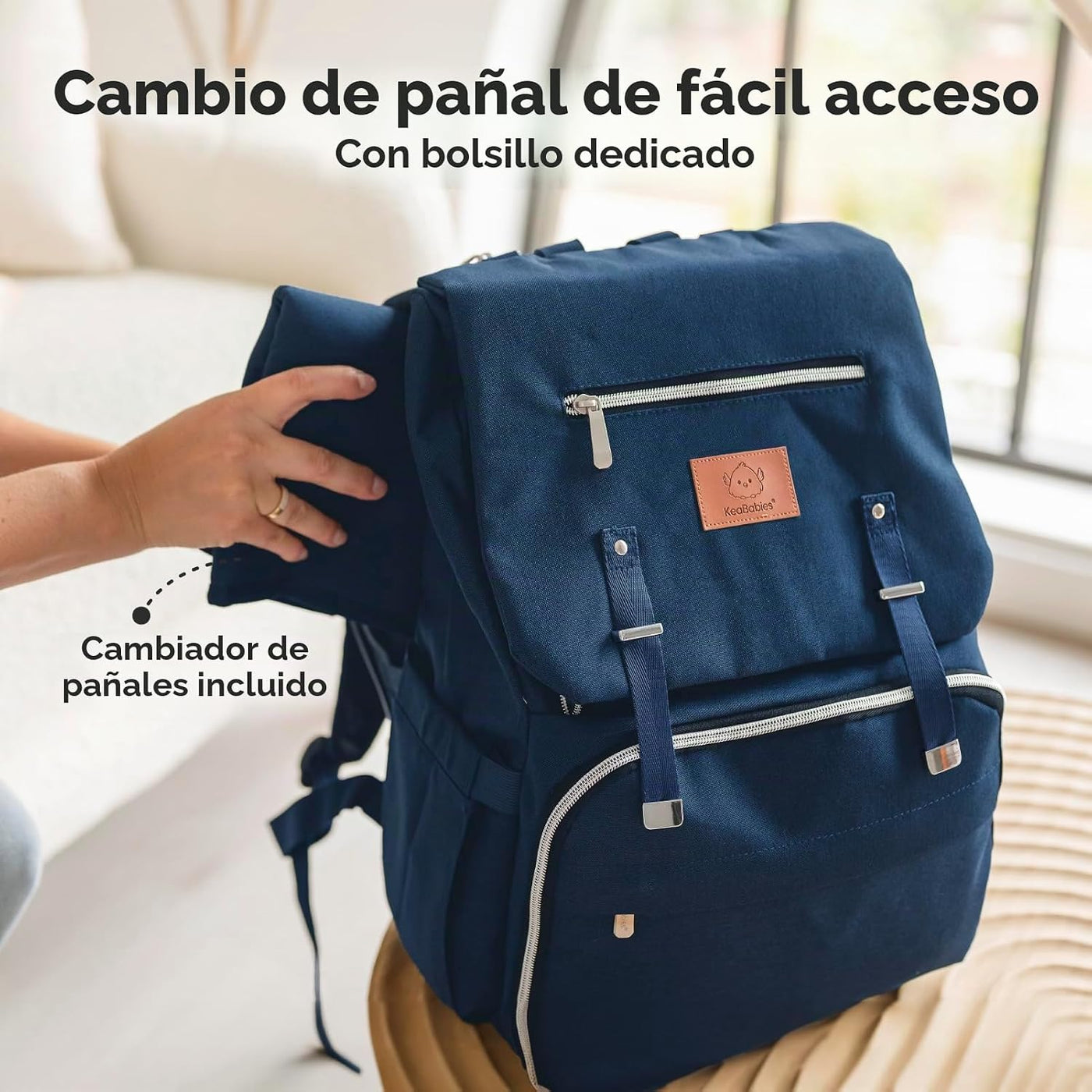 KeaBabies Mochila para pañales para bebé con cambiador, grande (azu...