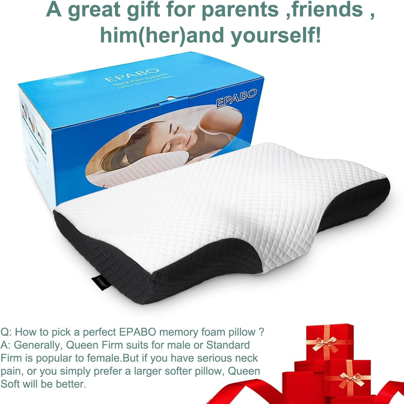 EPABO - Almohada ortopédica de espuma viscoelástica con contorno pa...