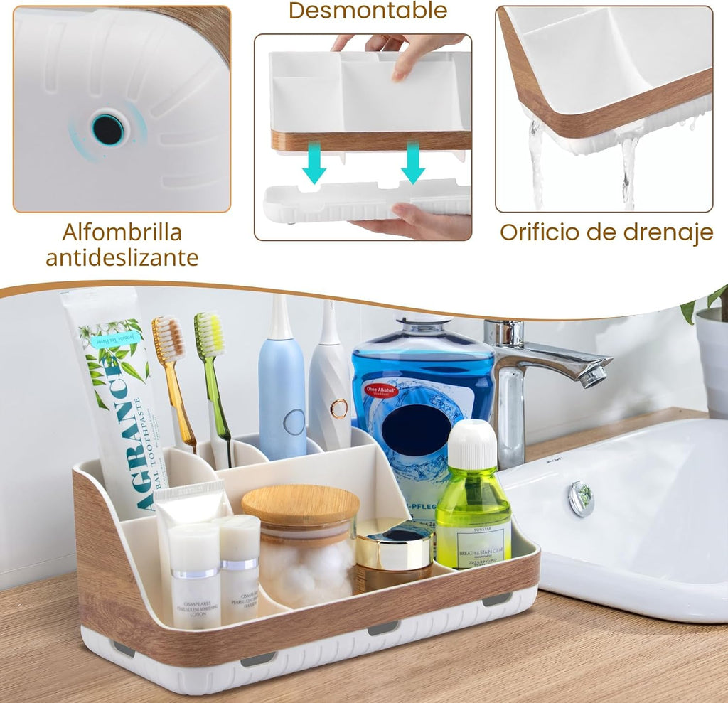 GFWARE Organizador de Encimera de Baño - Desmontable de 7 Ranuras p...