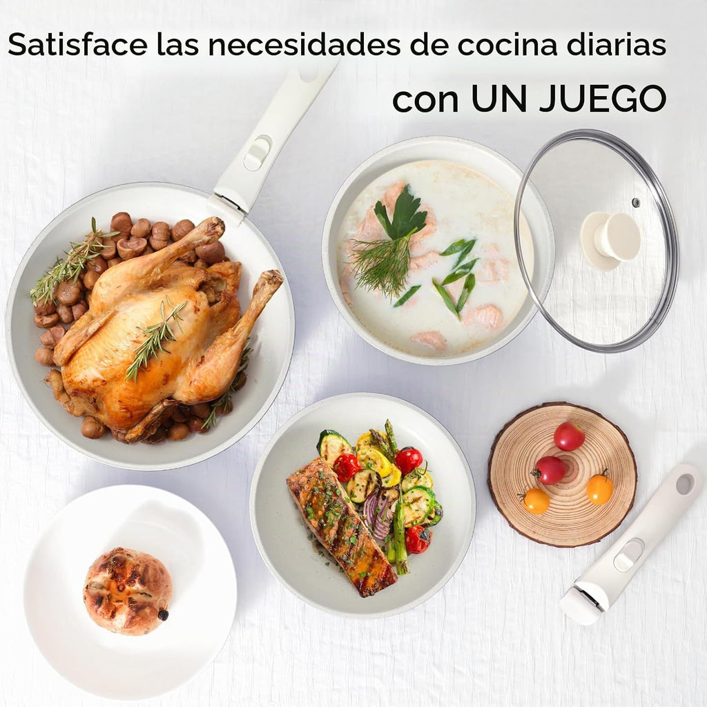 SODAY Juego de 15 piezas de ollas y sartenes antiadherentes, juegos...