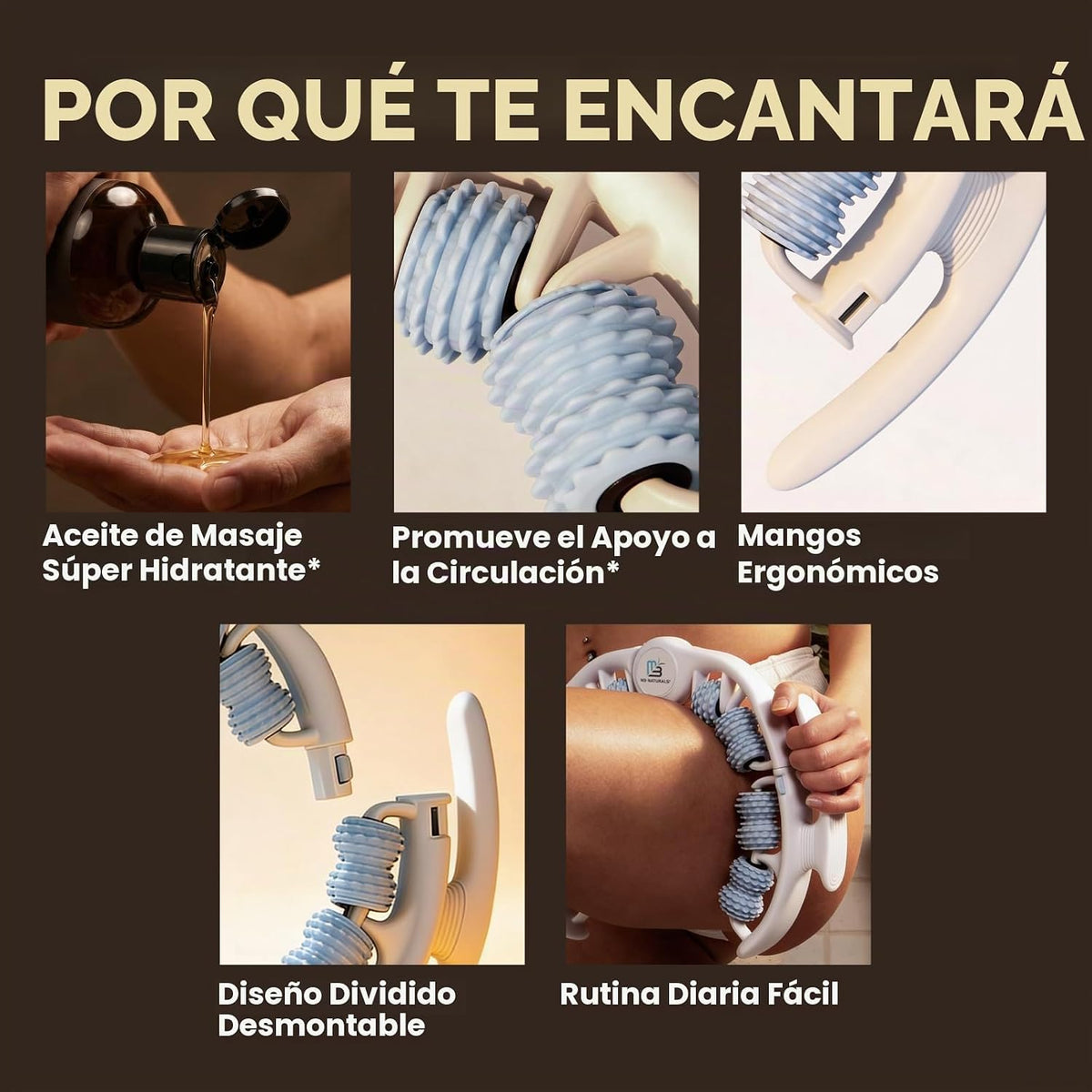 Kit de masajeador de drenaje linfático y aceite de masaje anticelul...