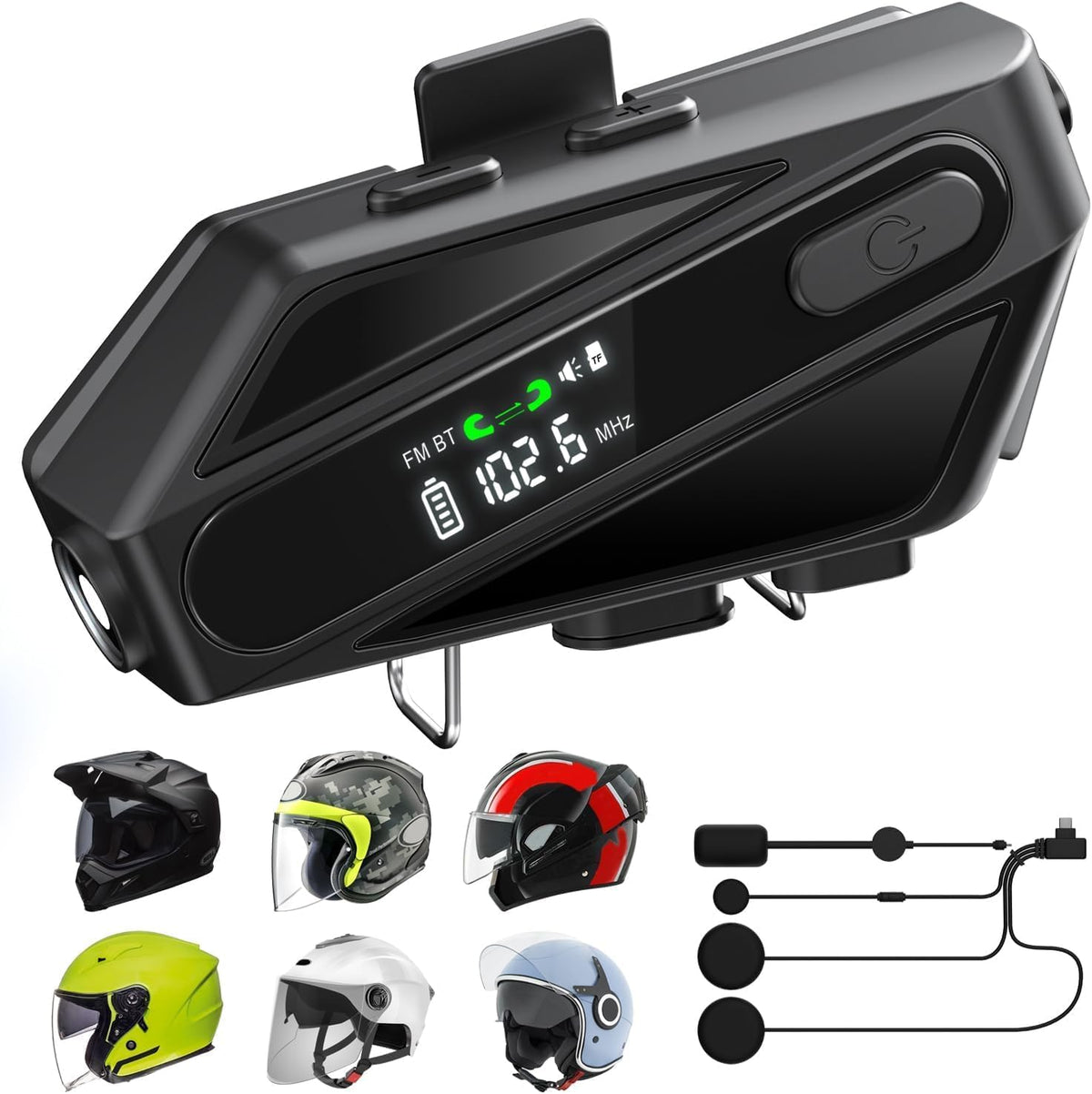 ATWHTE Auriculares Bluetooth para casco de motocicleta, altavoces d...