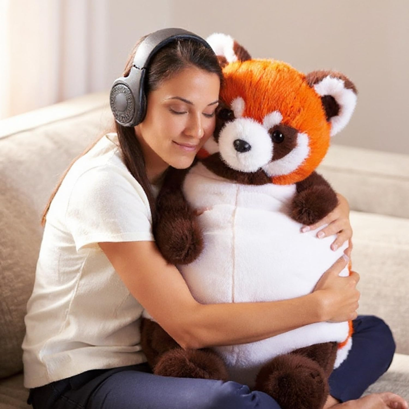 ARELUX Almohada de peluche gigante de 22 pulgadas de panda rojo gra...