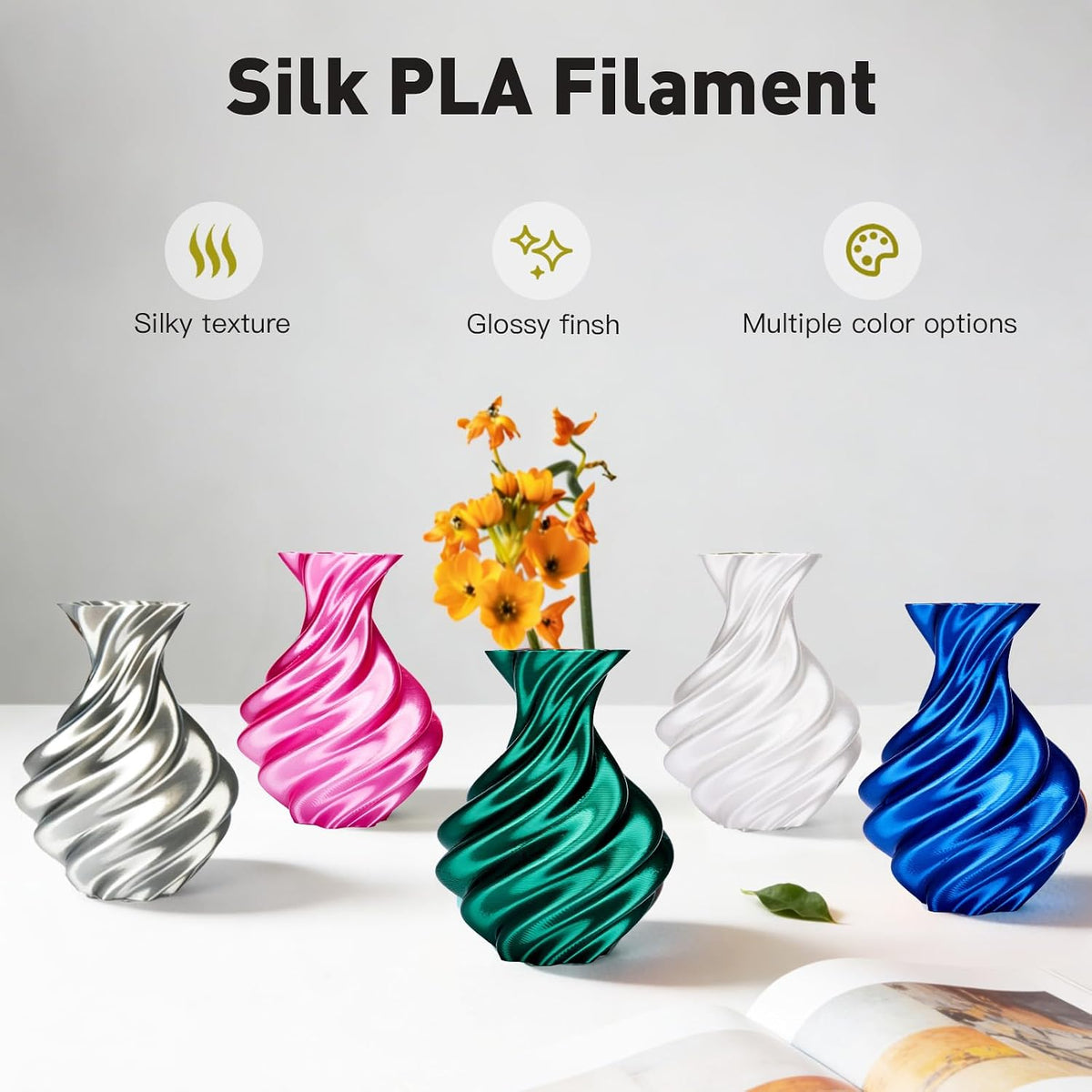 ERYONE Filamento de seda PLA+ de 0.07 in, brillante para impresora...