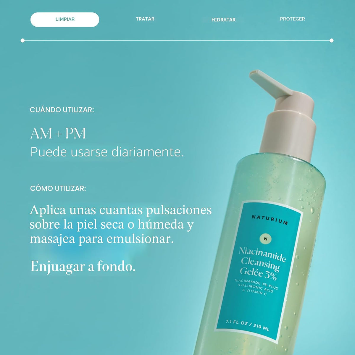 Gelée Limpiador de Niacinamida Naturium 3% Plus Ácido Hialurónico y...