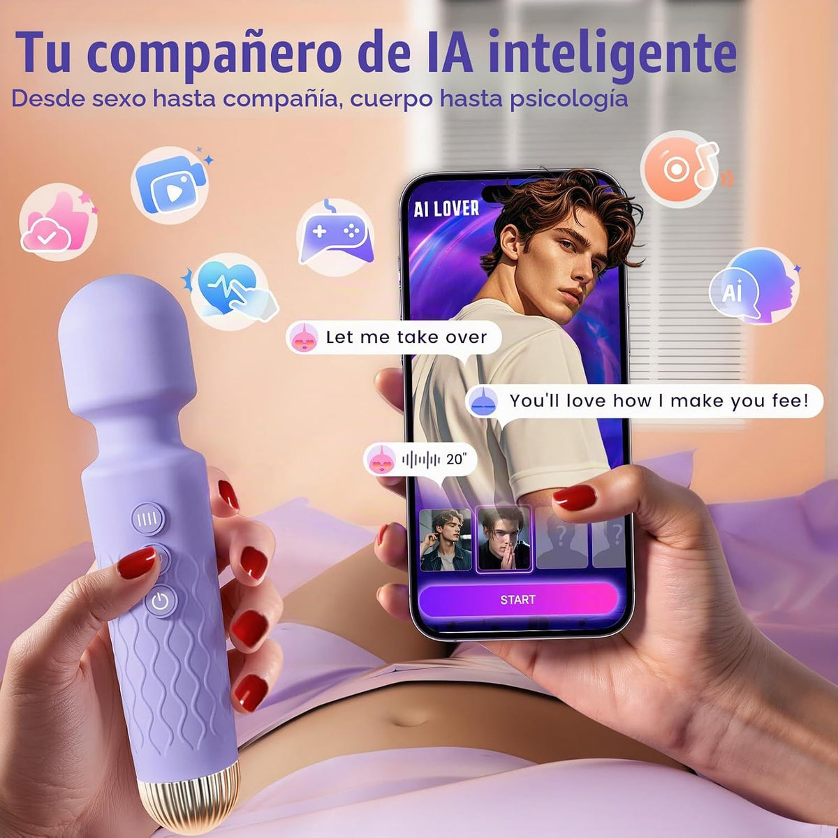 Allovü Varita vibradora para mujeres, vibrador silencioso, juguetes...