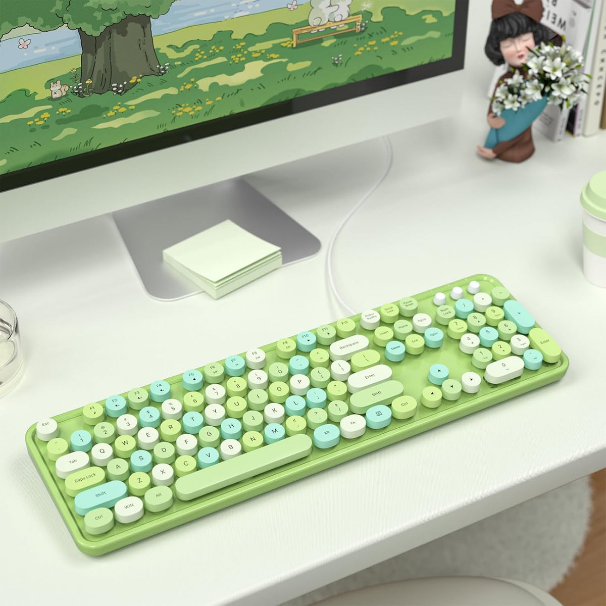 MOFII Teclado con cable, USB de tamaño completo Plug &amp; Play, te...