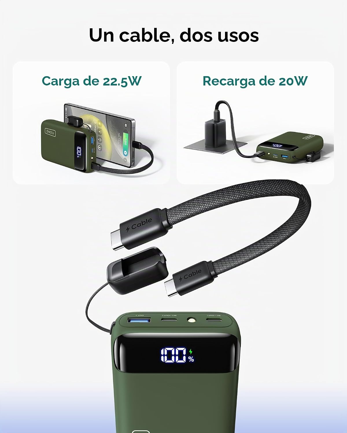 INIU Cargador portátil, banco de carga rápida más pequeño del poder...