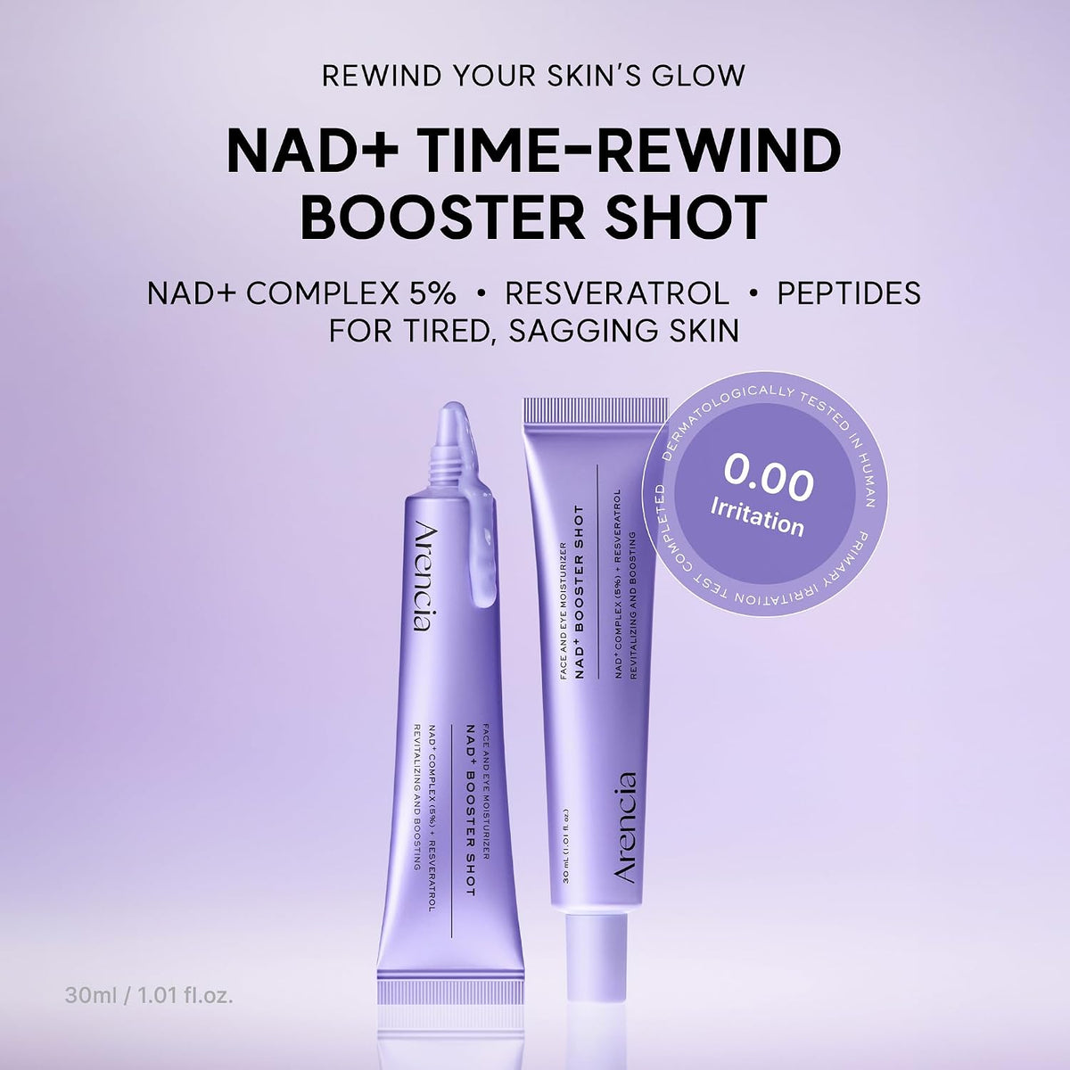 Arencia NAD+ Serum Booster Shot con complejo NAD+ al 5% y resveratr...