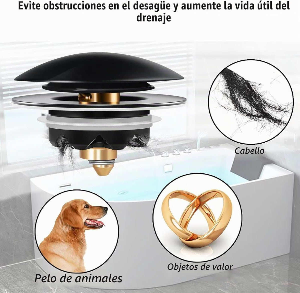 Anlige - Tapón de drenaje para bañera, tapón de bañera desplegable...