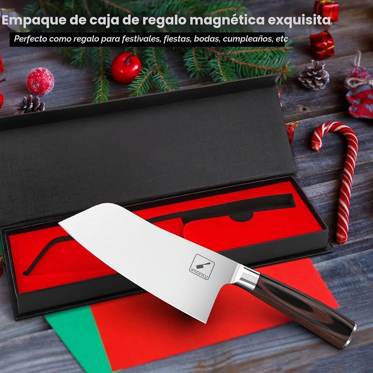 imarku Cuchilla de carne de 7", acero japonés SUS440A, cuchillo...