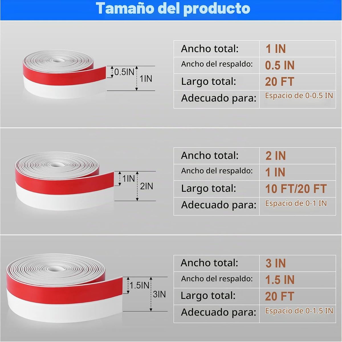 ToLanbbt Tira de sellado de silicona para puerta, tira de sellado d...