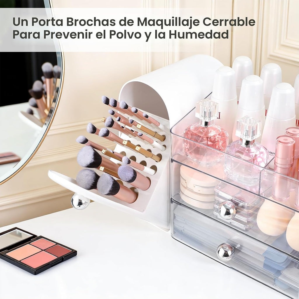 TRQWRO Organizador de maquillaje con soporte para brochas de maquil...