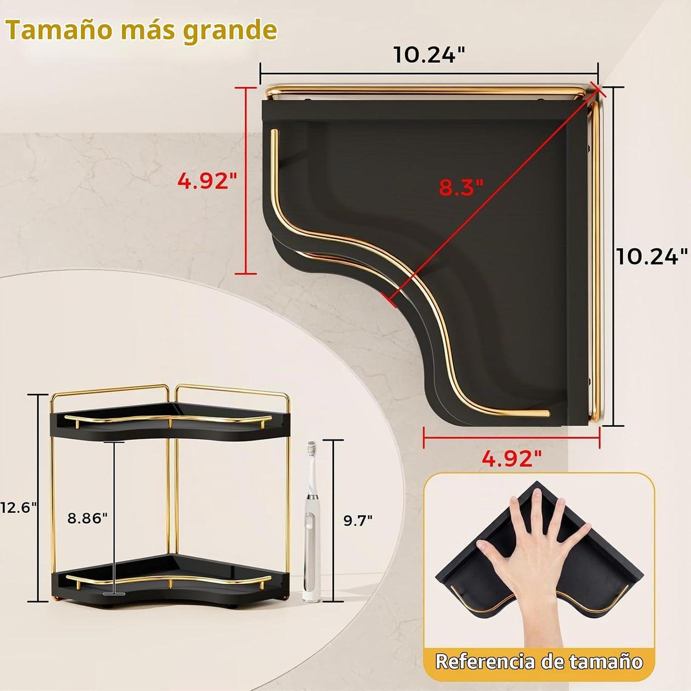 Aollewoiti Organizador de mostrador de baño de esquina de 2 niveles...