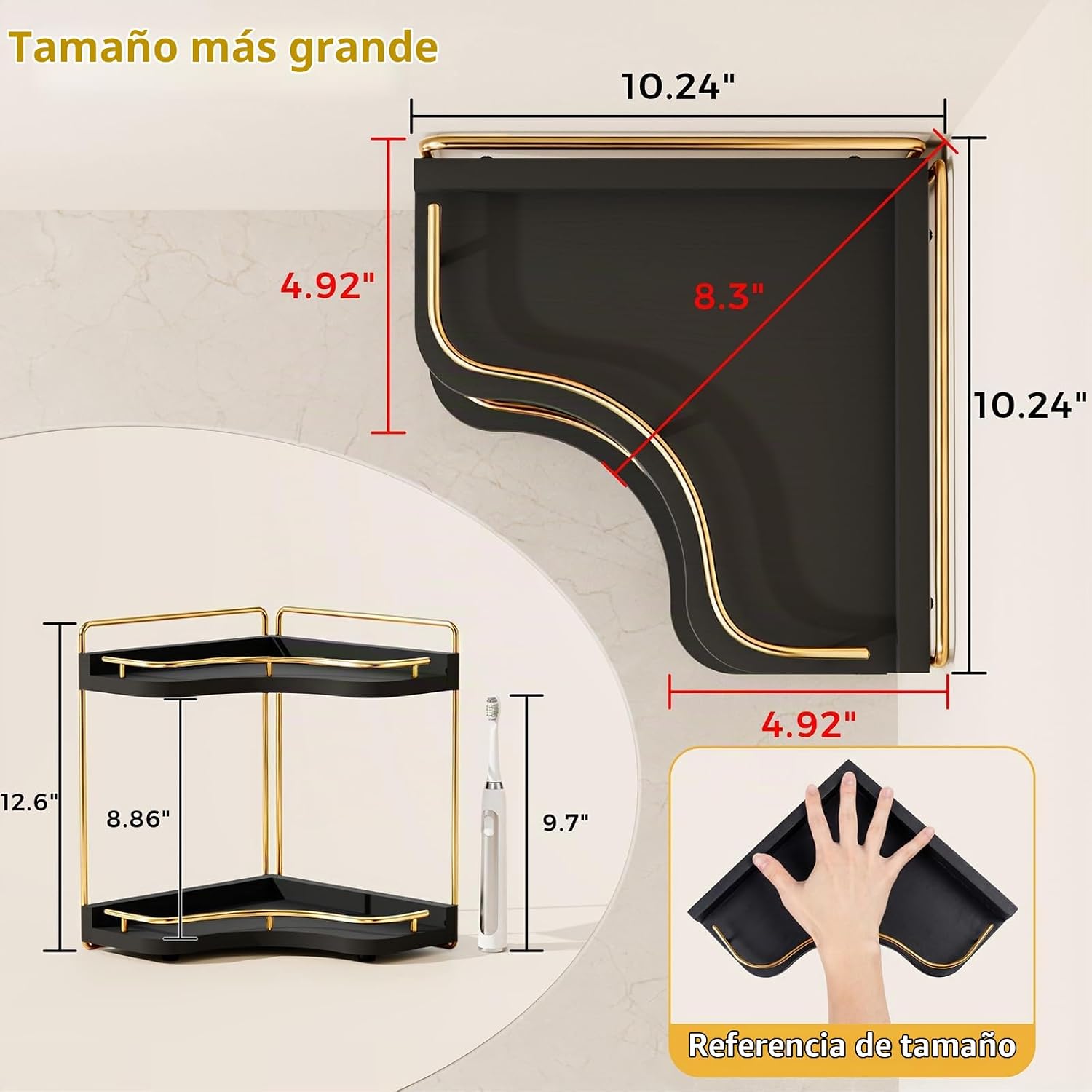 Aollewoiti Organizador de mostrador de baño de esquina de 2 niveles...