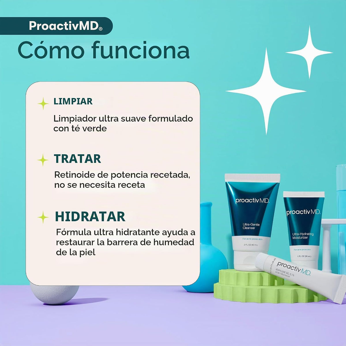 Proactiv MD Rutina de 3 pasos, Limpiador facial ultra suave, Tratam...