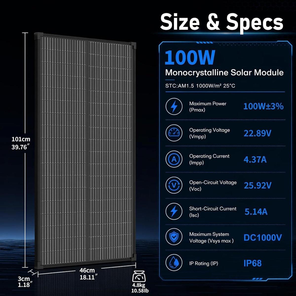Panel solar de 1000 W tipo N 18BB, 25.6% de eficiencia 12 V PV para...
