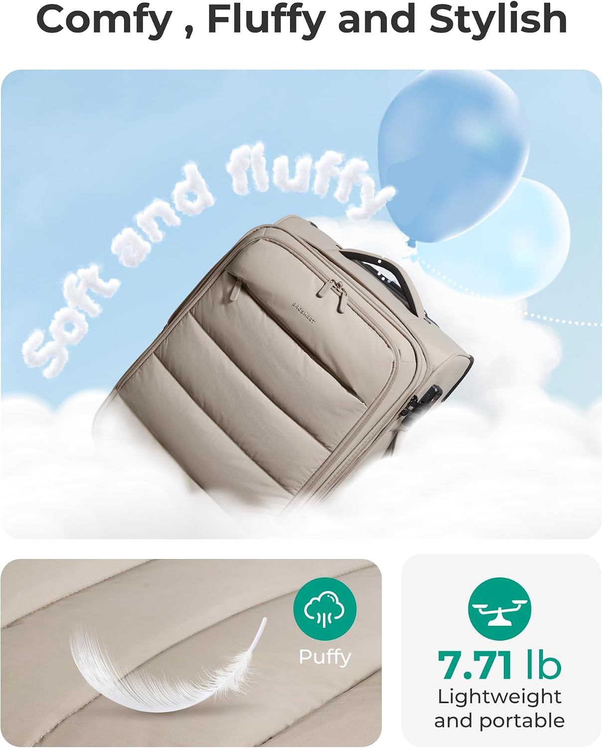 BAGSMART Equipaje de mano debajo del asiento Aprobado por aerolínea...