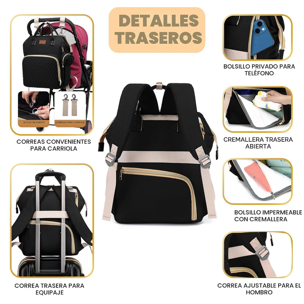 ROSEGIN Mochila para pañales con cambiador y estuche para chupete,...