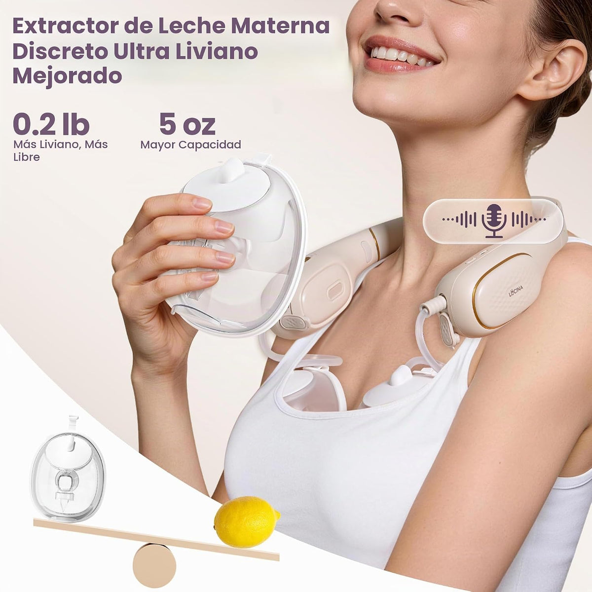 Lucina - Extractor de leche de cuello portátil, manos libres con su...