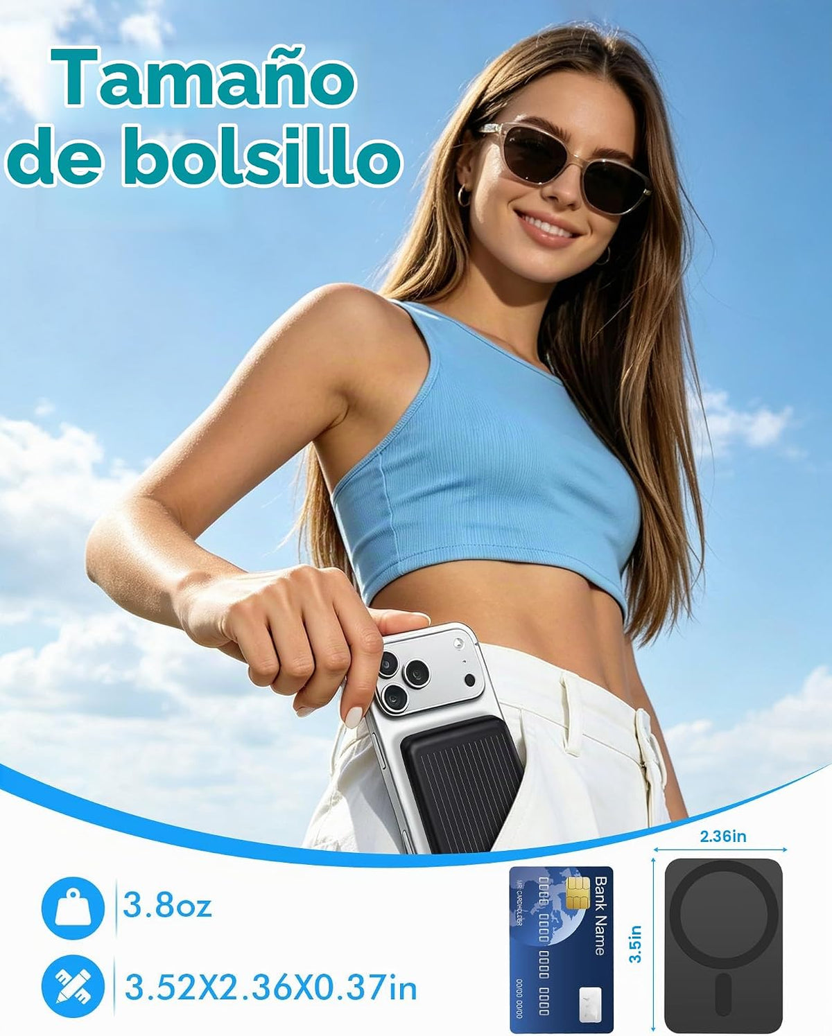 Miady Paquete de 2 cargadores portátiles magnéticos para iPhone 500...