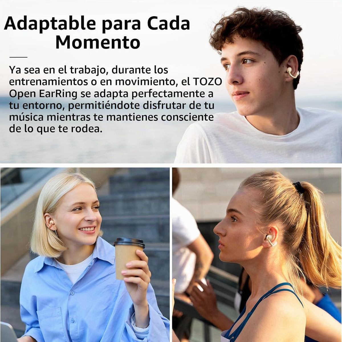 TOZO OpenEarRing - Auriculares de oreja abierta 40H Bluetooth 5.4 l...