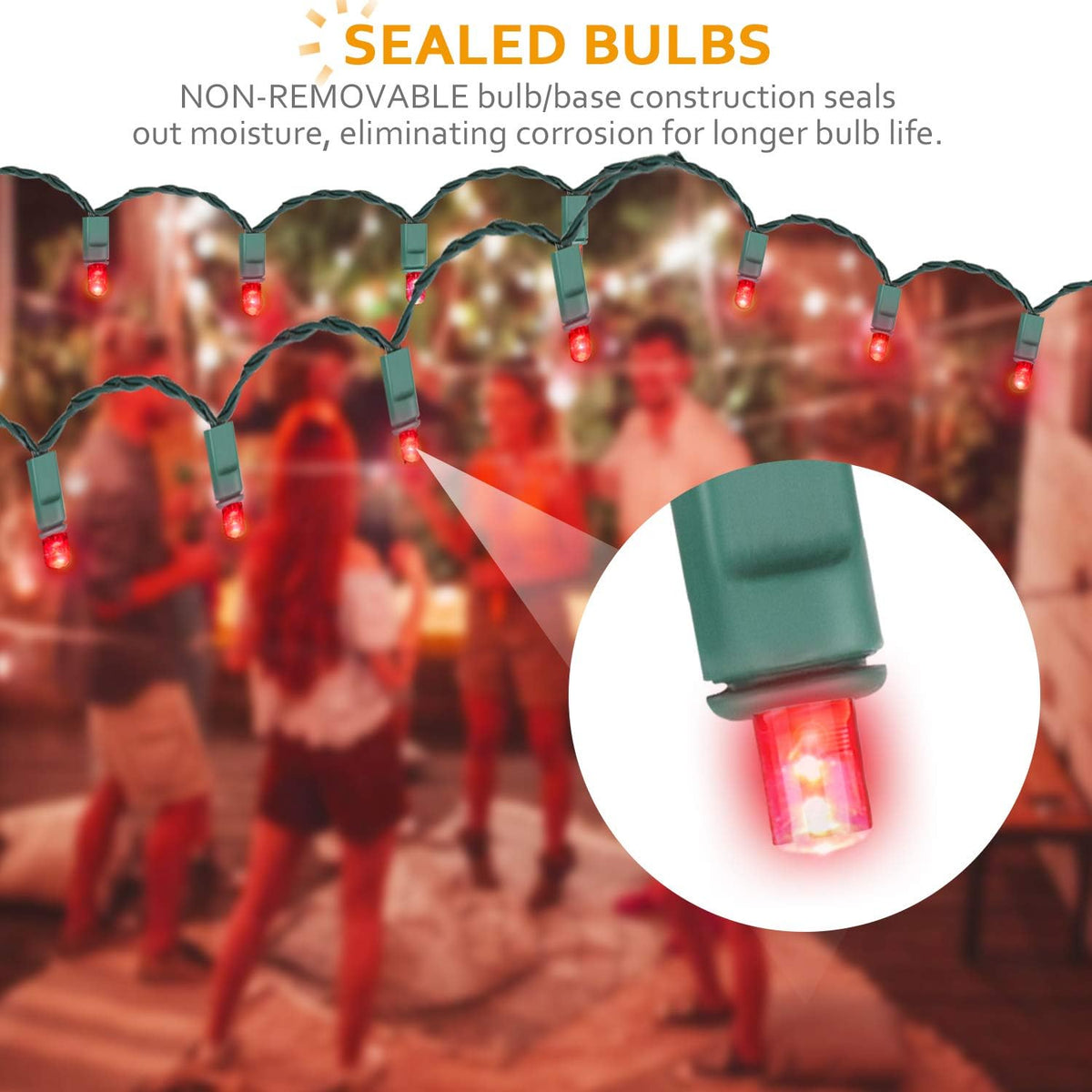Aiddomm 100 unidades de luces LED de Navidad - 50 pies 5mm rojo gra...