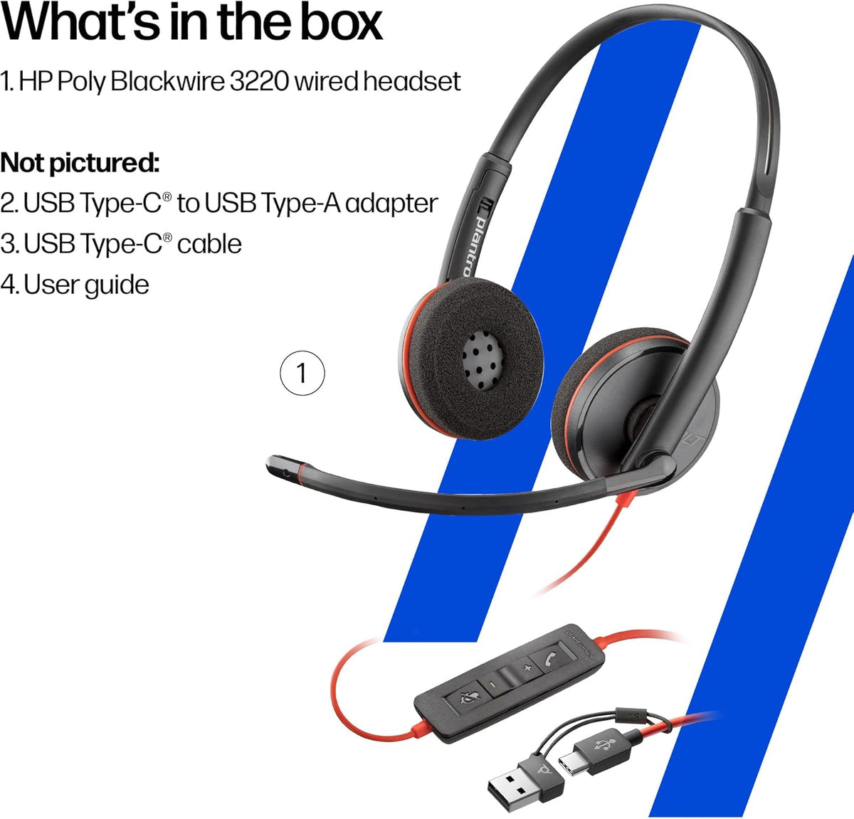 Poly Blackwire 3220 Auriculares USB con cable con micrófono con can...