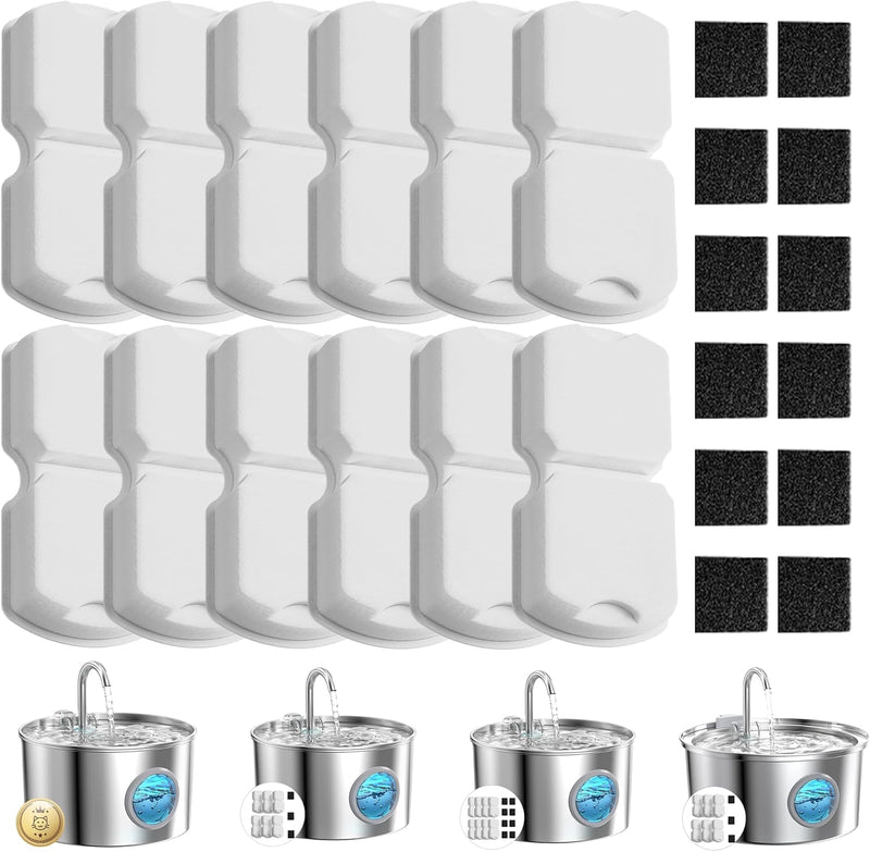 GIOTOHUN Filtro de fuente de agua para gatos: reemplazo de 24 filtr...