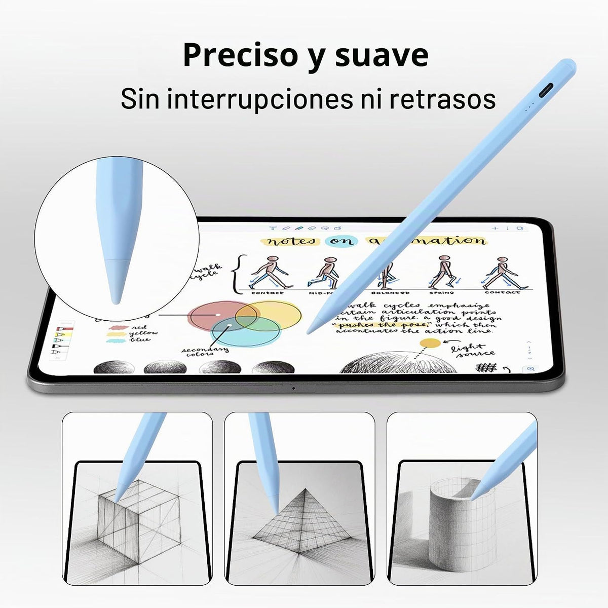 Lápiz para Apple, rechazo de palma con sensibilidad a la inclinació...