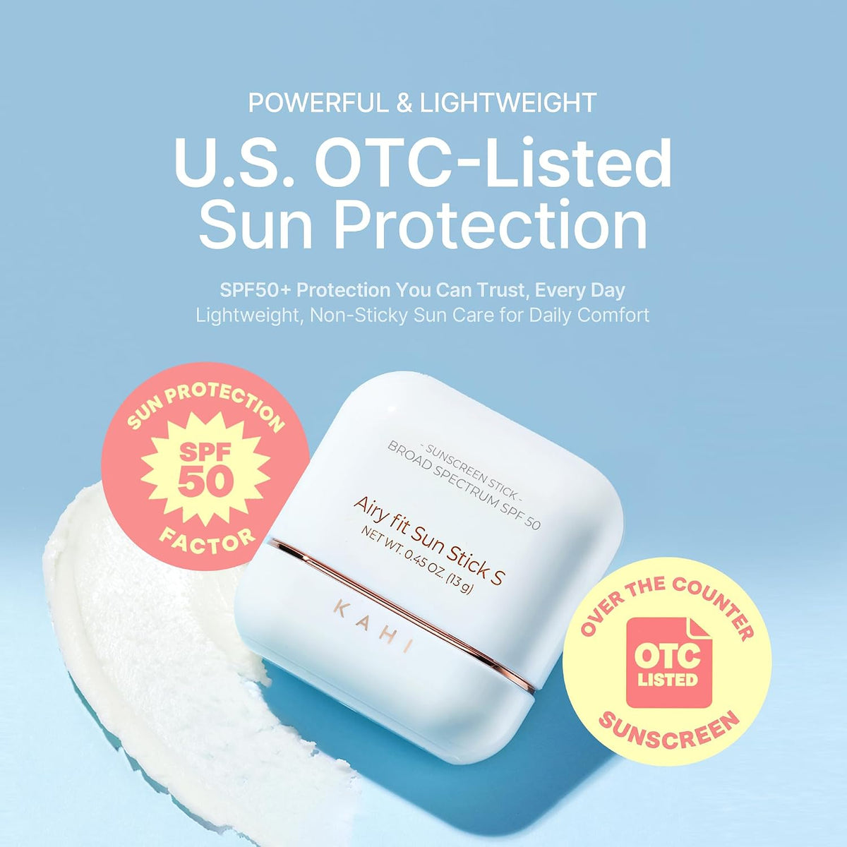 KAHI Airy Fit Sun Stick S - Protector solar facial de amplio espect...