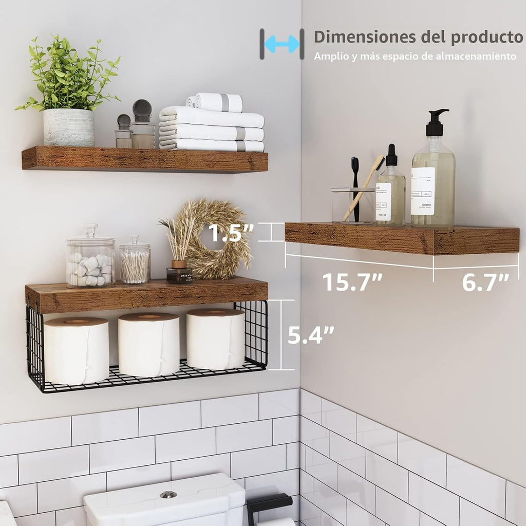 QEEIG Estantes de baño sobre el inodoro, estantes flotantes montado...