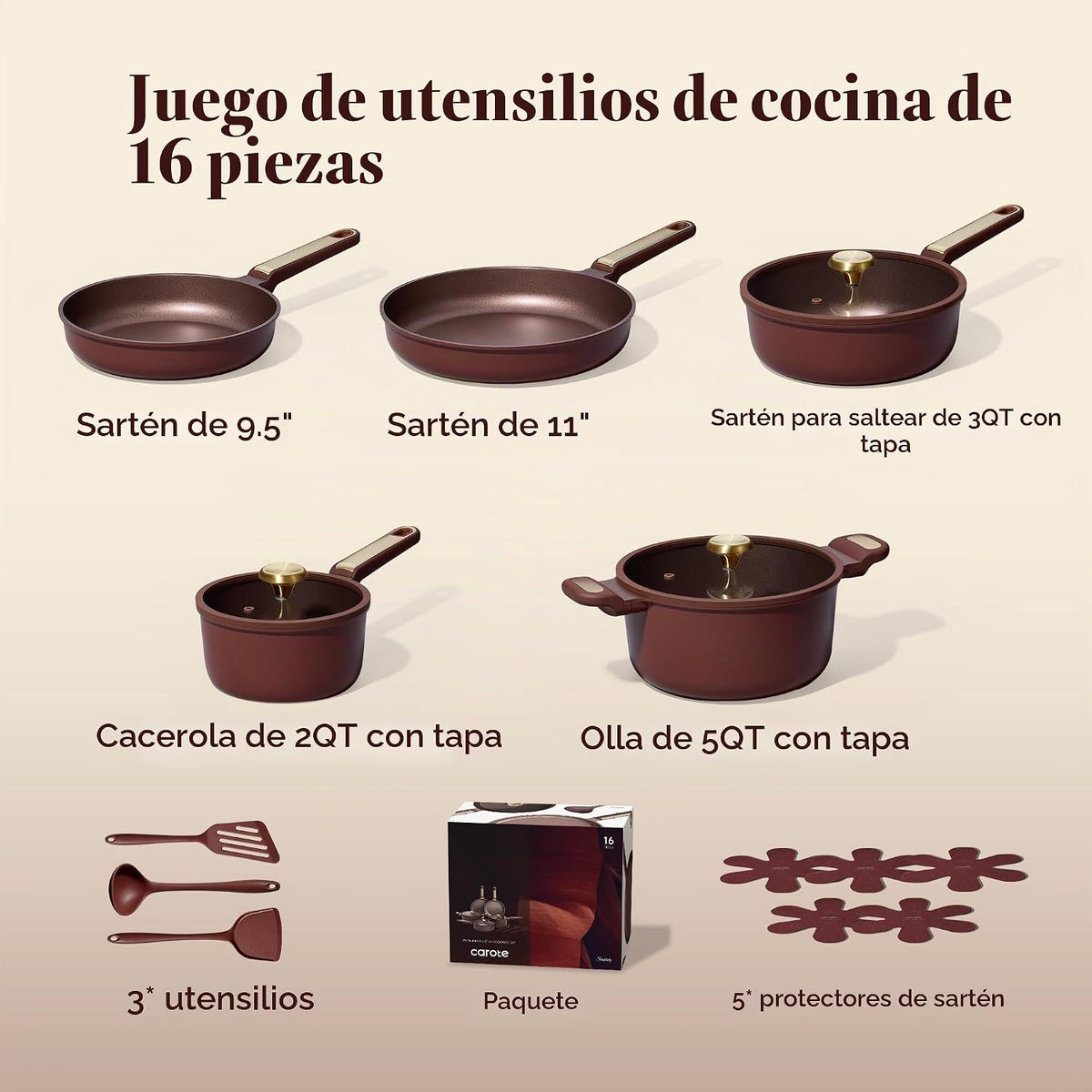 CAROTE Juegos de utensilios de cocina, ollas y sartenes antiadheren...