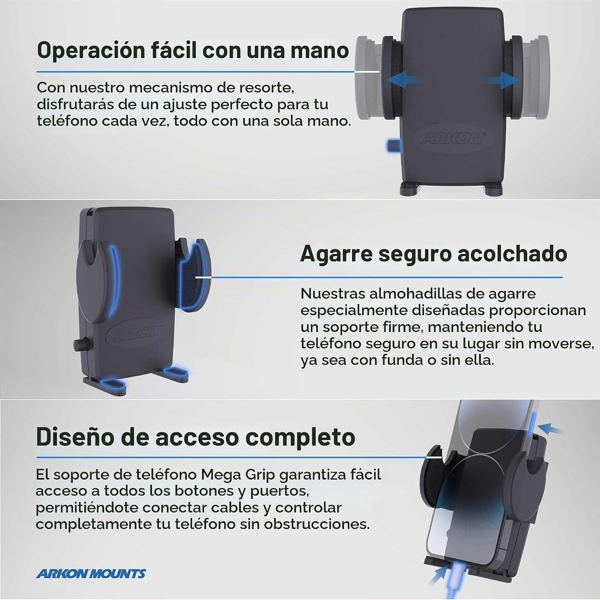 Arkon Carril de asiento de coche o camión o soporte de teléfono de...