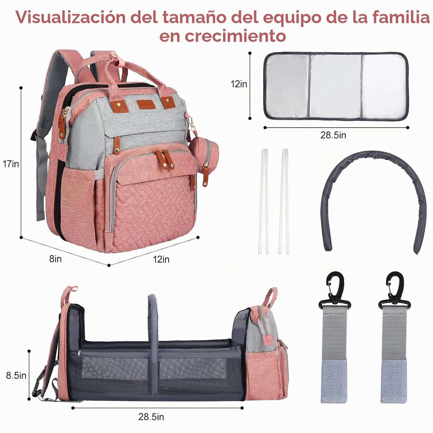 Mochila de Pañales, Mochila de Pañales para Bebé, Gran Capacidad Mu...