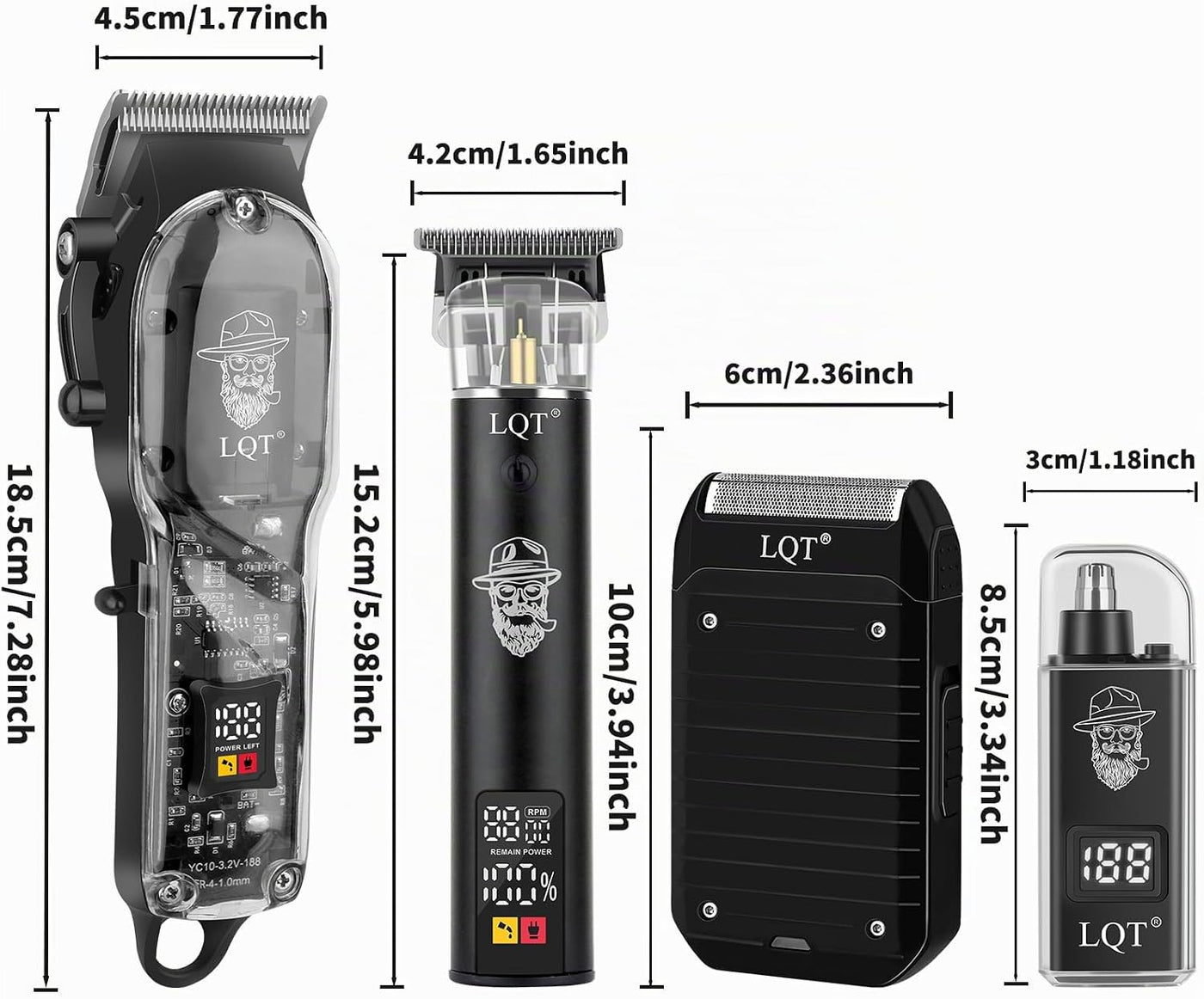 LQT Kit de peluquero profesional para hombres, cortadora de pelo in...