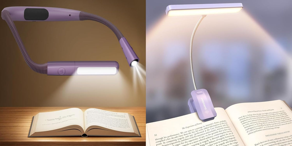Glocusent Paquete de luces de lectura 2 en 1: luz de libro con clip...