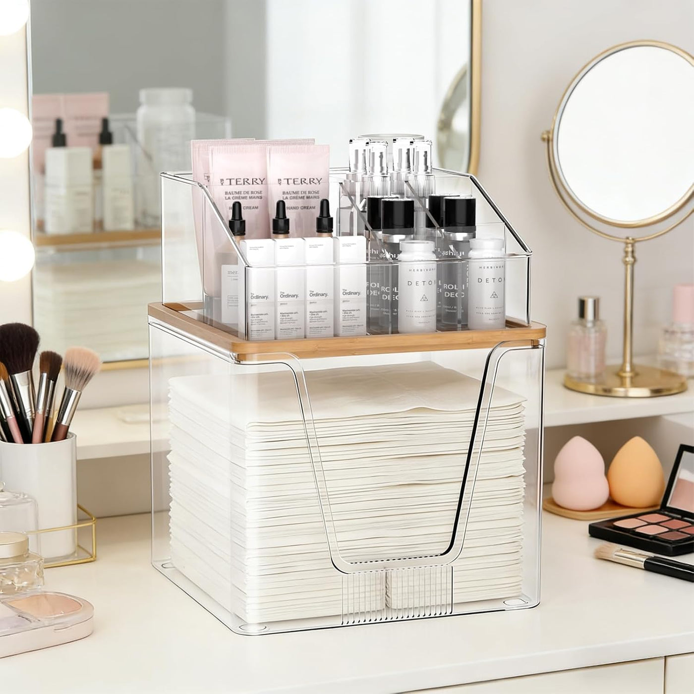 SPOSPO - Toallero facial desechable 2 en 1 y organizador de cosméti...