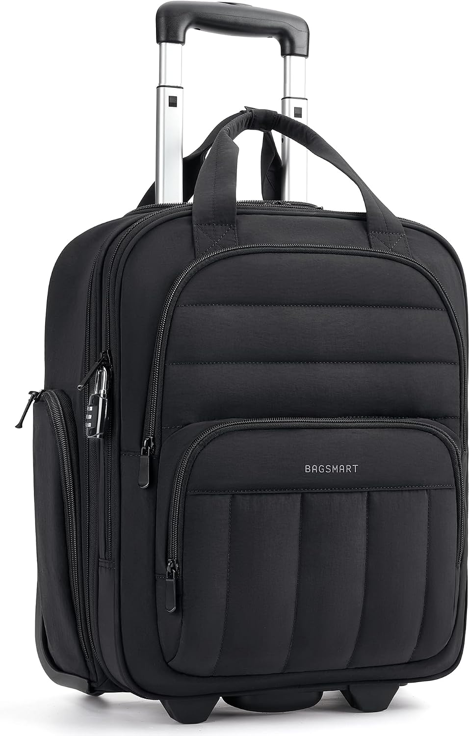 BAGSMART Maleta de mano pequeña debajo del asiento con ruedas, equi...