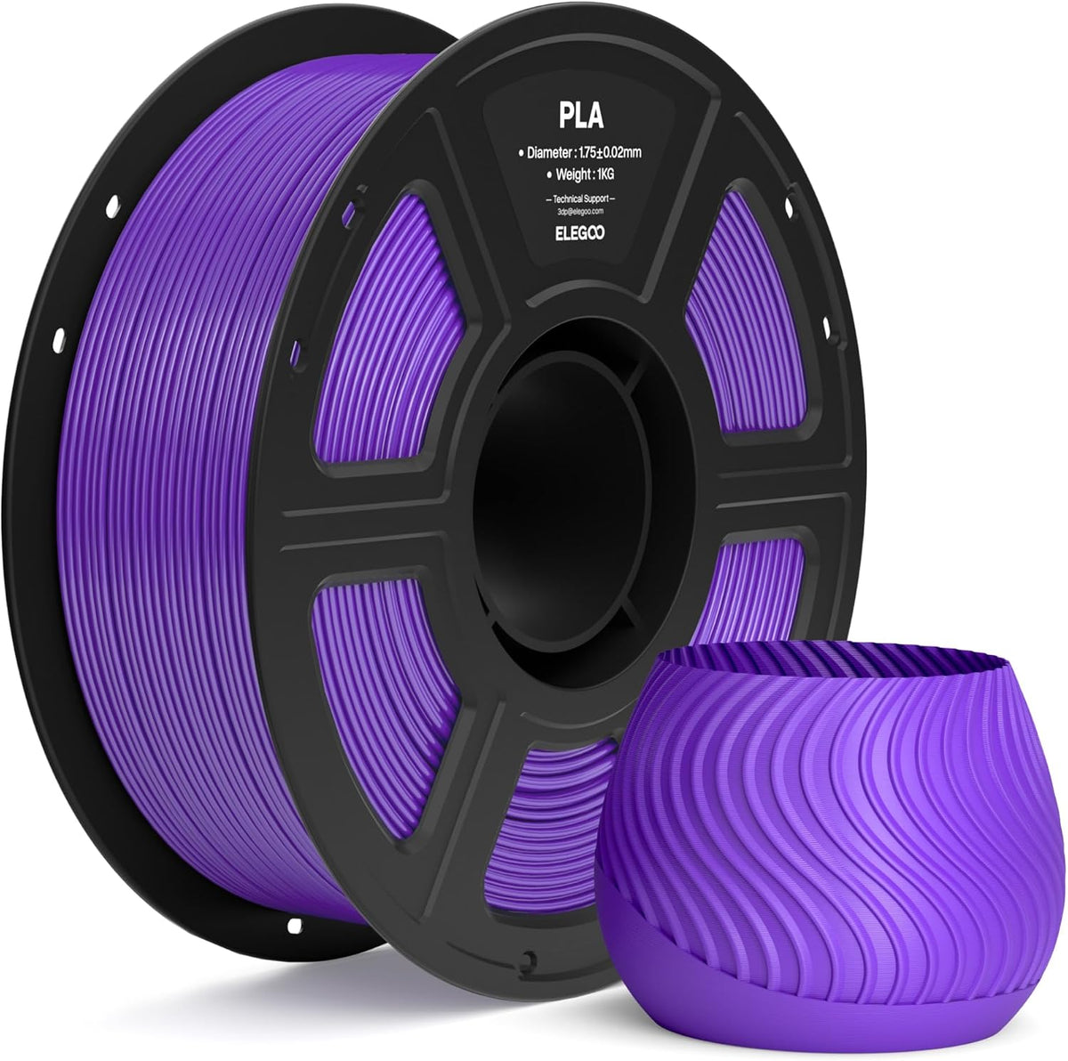 ELEGOO Filamento PLA 1.75mm Púrpura 1KG, Filamento para Impresora 3...