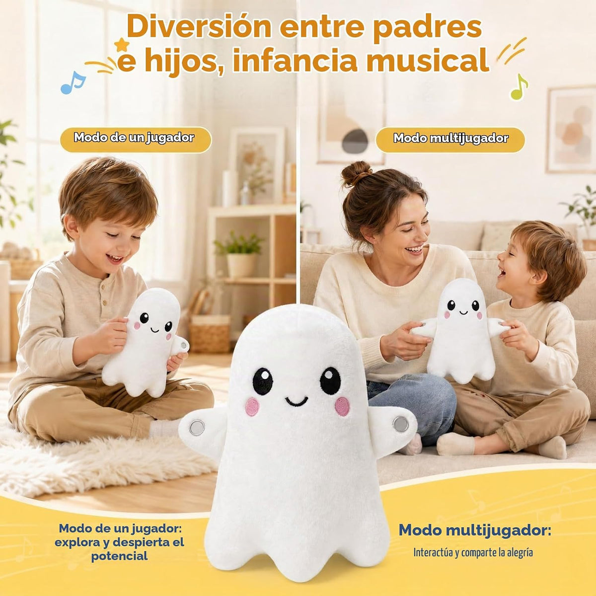 DoddyFun Juguetes sensoriales musicales, juego interactivo de peluc...