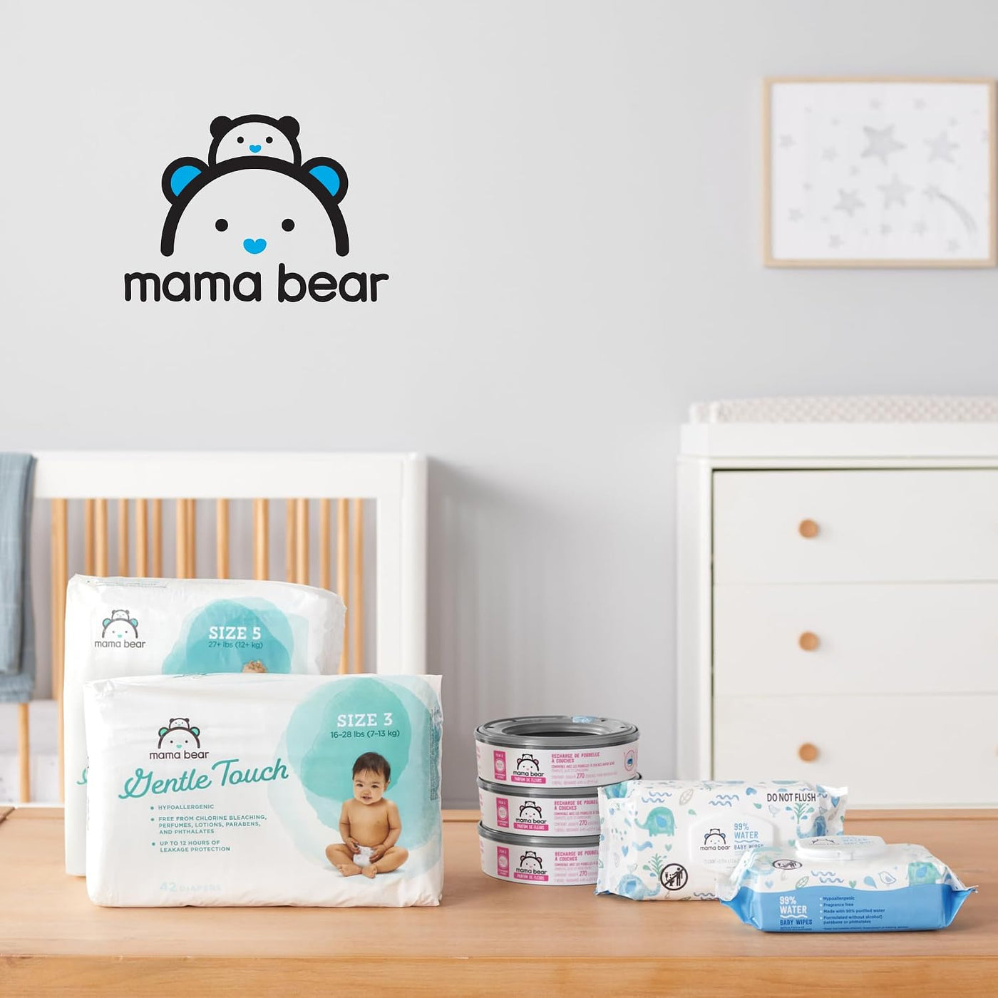 Marca Amazon - Recargas de cubo de pañales Mama Bear con aroma a fl...