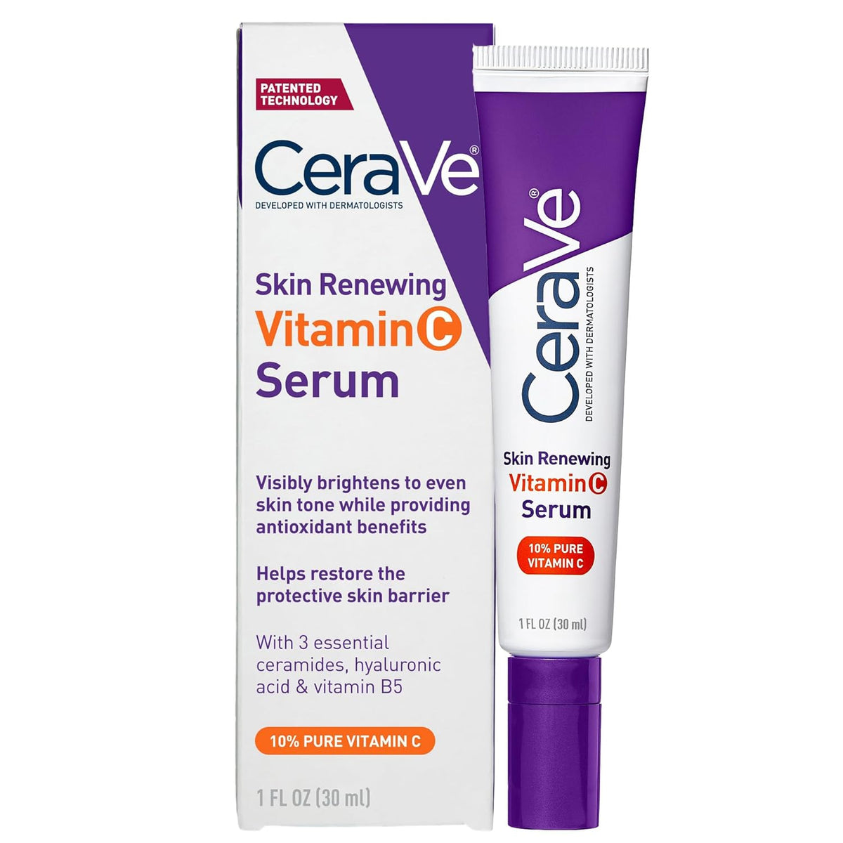 CeraVe Suero iluminador de vitamina C para rostro con ácido hialuró...
