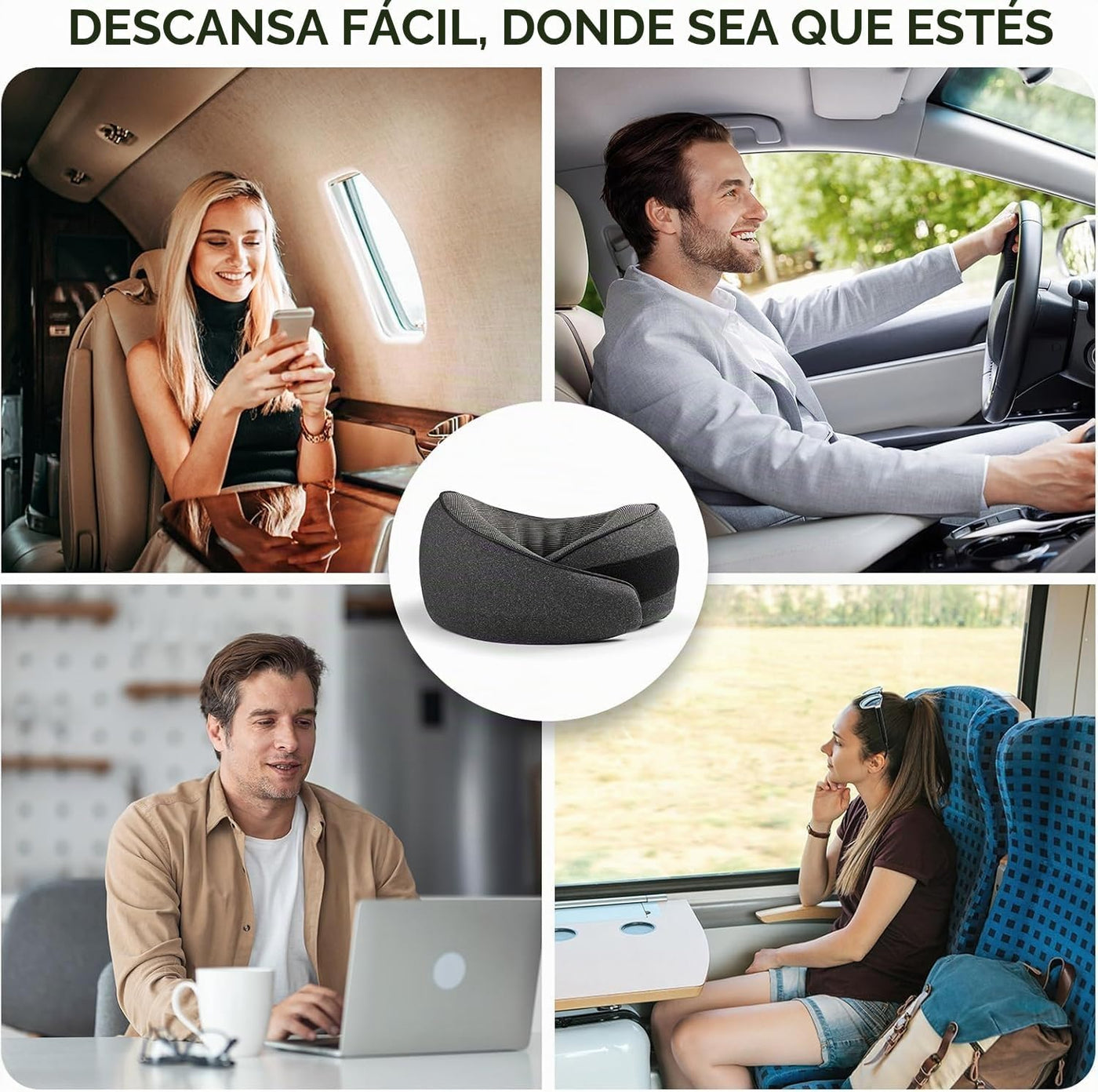 SZXYX Almohadas de viaje \u2013 Almohada de cuello de espuma viscoe...