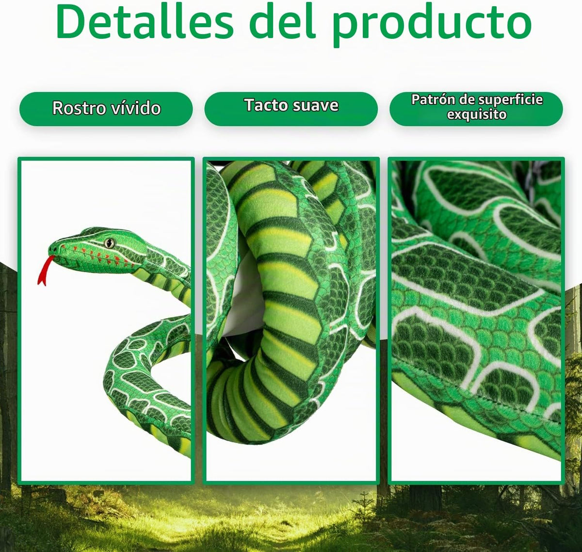 BRINJOY - Peluche de serpiente gigante de 149 pulgadas, juguete de...