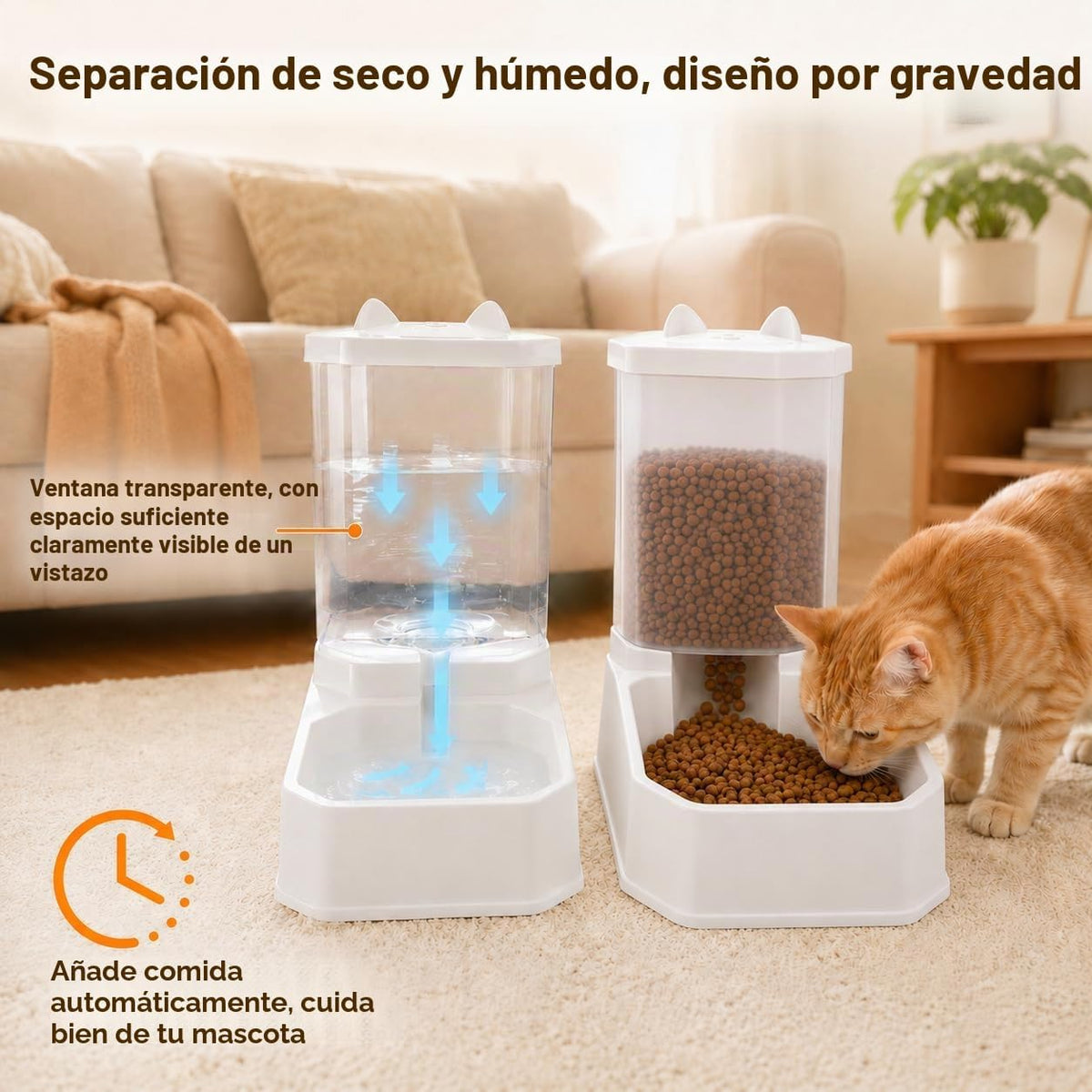 Alimentador de alimentos para mascotas 2 en 1 y dispensador de agua...