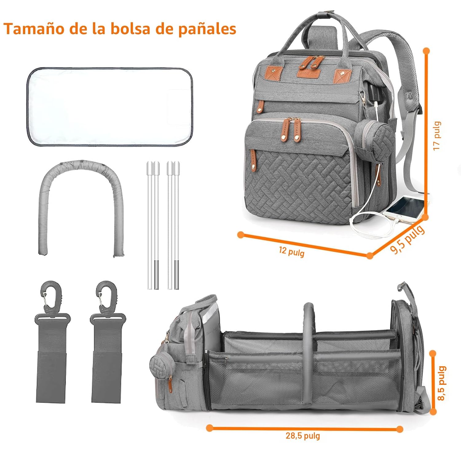 Astro alan Bolsas de pañales para bebé con estación de cambio, moch...
